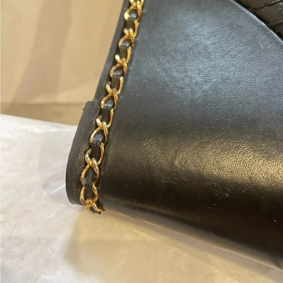 CHANEL Black Lambskin Leather Gold Chain Around Wedge Ankle Boots Booties 41 11 - Picture 13 of 13